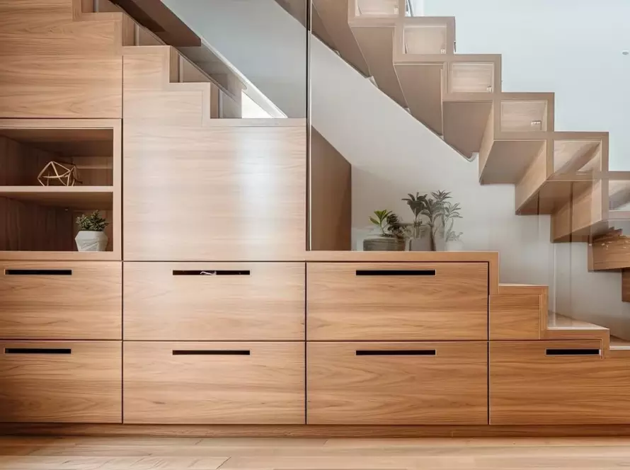 luxury-contemporary-interior-design-multi-storey-home-with-sleek-wooden-stairs-custom-cabinets-them-storage